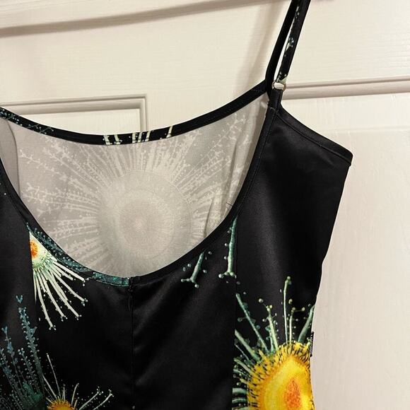 Moschino Y2K 90s Satin Scoop Back Printed BodyCon Spaghetti Strap Dress Black 6 - Picture 12 of 14